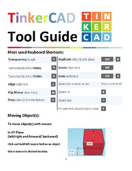Preview of TinkerCAD Tool Guide
