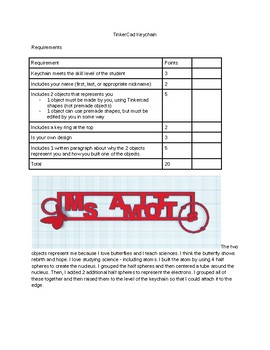 Preview of TinkerCad Keychain Rubric