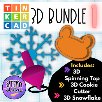 Preview of Tinkercad Bundle - Snowflake, Spinning Top, Cookie Cutter