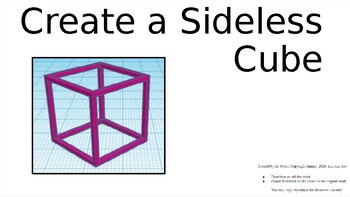 Preview of Tinkercad Project #1:  Make a Sideless Cube