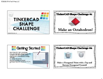 Preview of Tinkercad Shape Challenge Online STEM