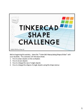 Preview of Tinkercad Shape Challenge Teacher Notes