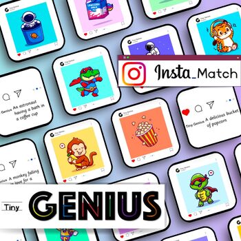Preview of Tiny Genius - ESL Memory Matching Cards Game - Gerunds and small sentences