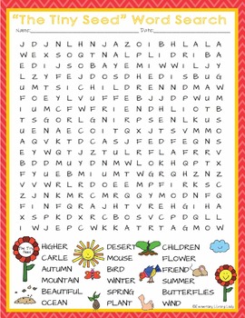 Tiny Seed Activities Eric Carle Crossword Puzzle Word Search | TpT