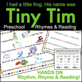 Preview of Tiny Tim Nursery Rhyme (I Had a Little Frog) Music Class Activities & Literacy