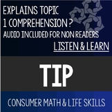 Calculate Tip Listen and Learn- Consumer Math Special Education