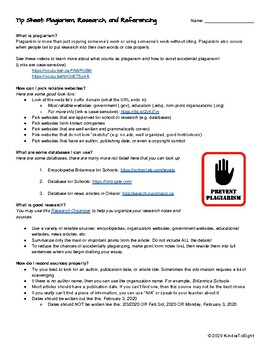 Preview of Tip Sheet: Plagiarism, Research, and Referencing