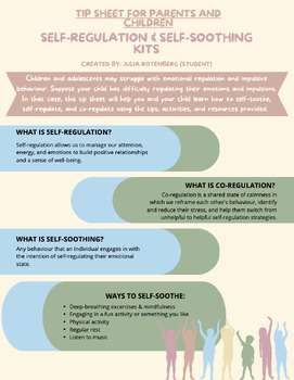 Preview of Tip Sheet for Parents and Children (Self-Regulation and Self-Soothing Kit)