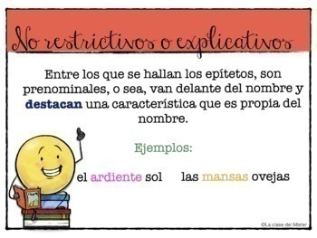 Spanish adjectives poster | Pósters de los adjetivos en español | TPT
