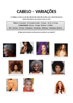 Preview of Tipos de cabelo - aula de português