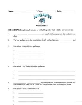 Electrical appliance at home 1 worksheet