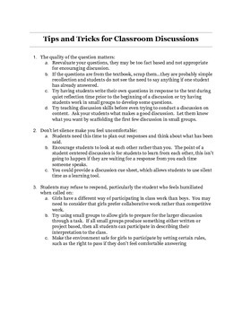 Preview of Tips and Tricks for Classroom Discussions in Middle and High School