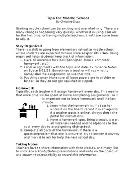 Preview of Tips for Middle School Informational Text Set