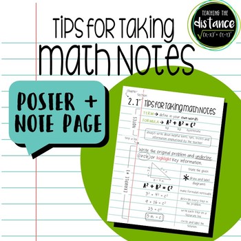 Preview of Tips for Taking Math Notes Poster