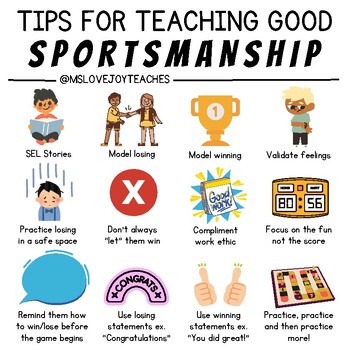 Preview of Tips for Teachers Sportsmanship Be a Good Sport Social Emotional Learning