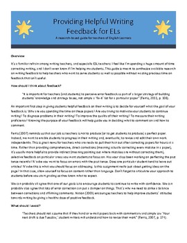 Preview of Tips for Teachers of ELs on Providing Writing Feedback