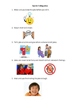 Tips for Telling Jokes: Social Lesson by Room 7 Fun | TPT