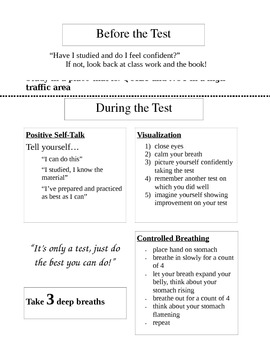 Preview of Tips for Test Anxiety