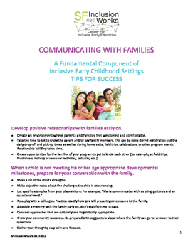 Preview of Tips for communicating with families