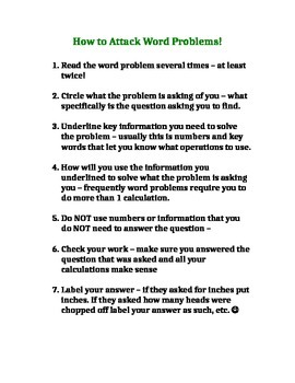 Preview of Tips or Srategies for Solving Mathematical Word Problems or Problem Solving