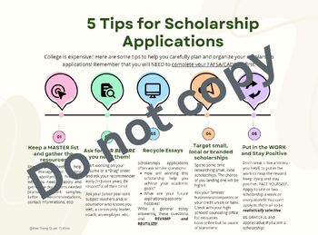 Preview of Tips to Applying for Scholarship Printout Poster