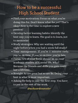 Preview of Tips to Be A Successful High School Student