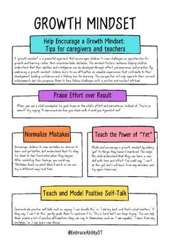 Preview of Tips to Encourage a Child's Growth Mindset: An Educational Handout