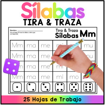 Tira Y Traza Silabas Roll And Trace Syllables Spanish Tpt