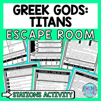 Preview of Titan Gods Ancient Greece Escape Room Stations - Reading Comprehension Activity