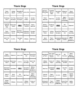 Preview of Titanic Bingo - (100) Different Cards - Just Print, Cut, and Play!