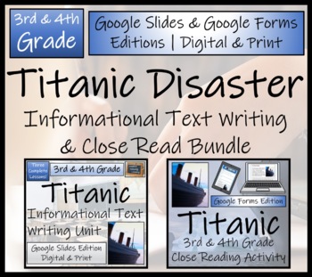 Preview of Titanic Writing & Close Reading Bundle Digital & Print | 3rd Grade & 4th Grade