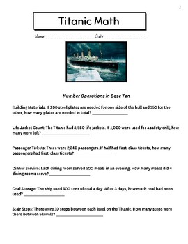 Preview of Titanic Math - 3rd Grade Printable Math Unit/Special Education