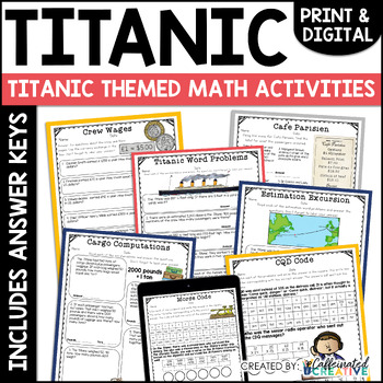 Preview of Titanic Math Activities Pack Printable Worksheets and Digital
