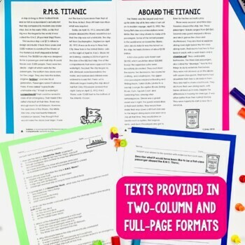 Paired Texts Paired Passages Titanic Grades 4 8 By