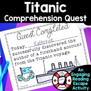 Preview of Titanic Passages Reading Comprehension Escape Room Titanic Activities