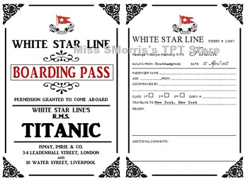 Titanic Passenger Tickets by Sheena Morris | Teachers Pay Teachers