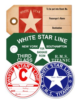 White Star Line Titanic First Class Luggage Tags!! Rare Circa 1912 Style  Tags!!