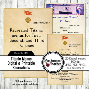 Preview of Titanic Printable Menus Recreated Titanic Memorabilia