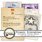 Titanic Printable Menus Recreated Titanic Memorabilia