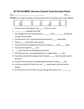 Preview of Titanic video questions with answer key