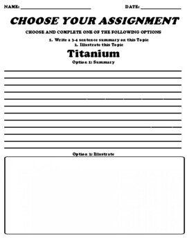 Preview of Titanium UDL Choice Board Worksheet