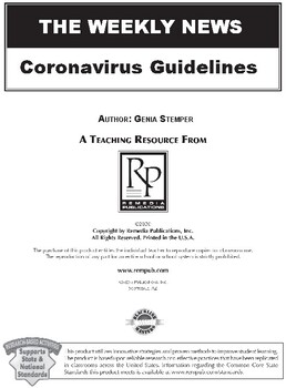 Preview of Corona Virus Guidelines - 15 Days to Slow the Spread Reading Lesson & Activities