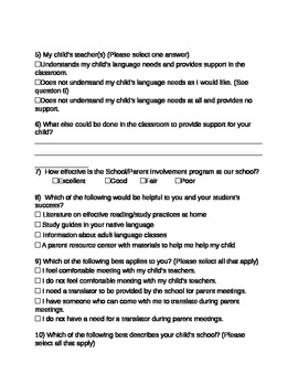 Preview of Title III ESOL Parent Needs Assessment