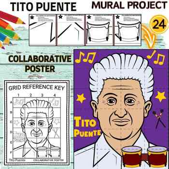 Preview of Tito Puente Collaborative Poster Mural Project  Hispanic Heritage Month Craft