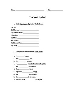 Preview of To Be Verb Conjugation - Present Tense (Beginner ESL) w Lesson Plan 1