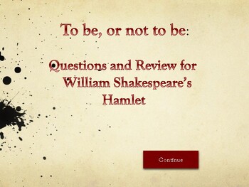 Preview of To Be or Not To Be / Questions for Review of William Shakespeare's Hamlet