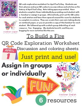 Preview of To Build a Fire QR Code Exploration Worksheet Printable Digital Activity centers