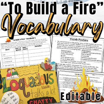 Preview of To Build a Fire by Jack London Vocabulary Hands-on Activity, Quiz, 25 Words
