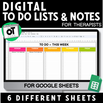Preview of To Do List & Notes Templates - Digital Planner for Occupational Therapy