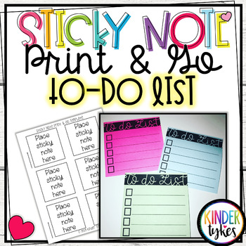 To Do List Sticky Note Print Go Template By Kinder Tykes Tpt